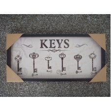 Retro Style Wooden Keys Holder Rack w/ 5 Hooks Wall Hanging Plaque Black Decor   252997114528